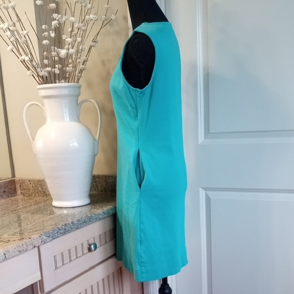 New York & Company Turquoise Sleeveless Mini Dress. Size Small - Picture 4 of 9